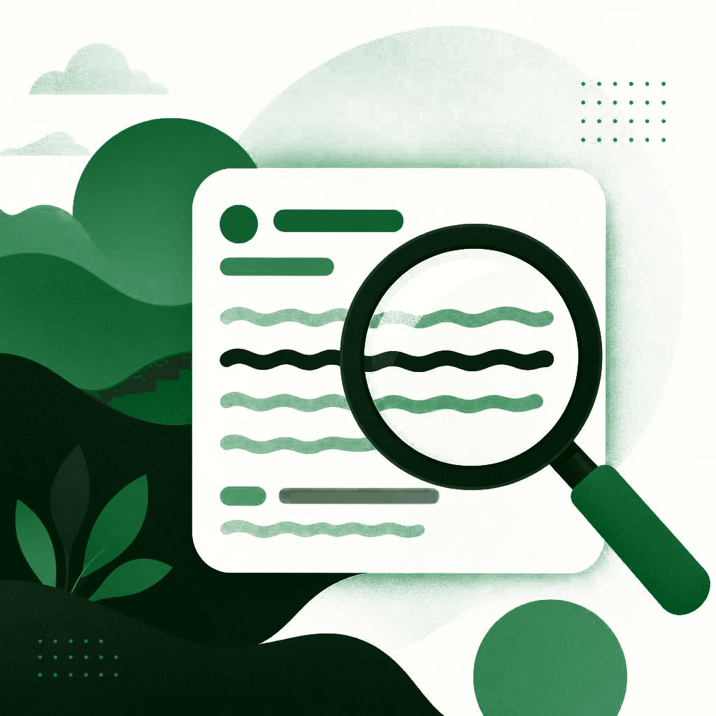 Illustration of a magnifying glass over a search result card